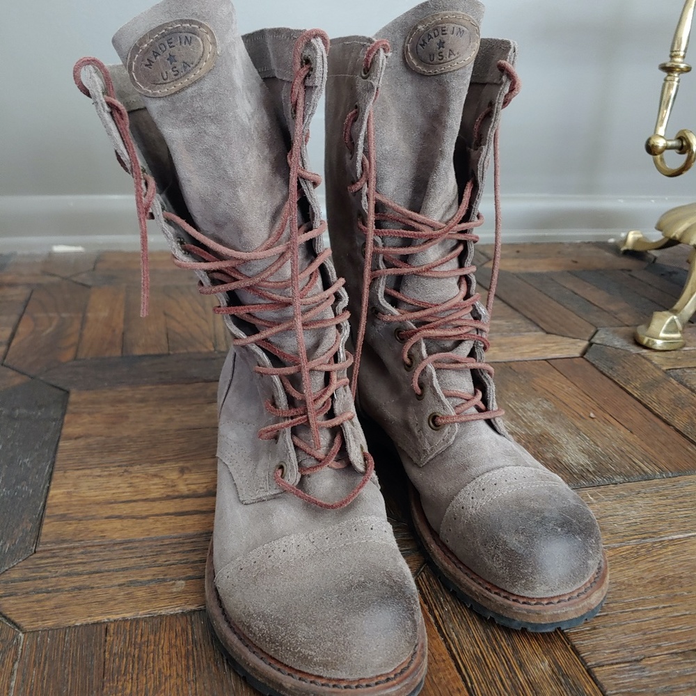 Tan and Brown Combat Boots